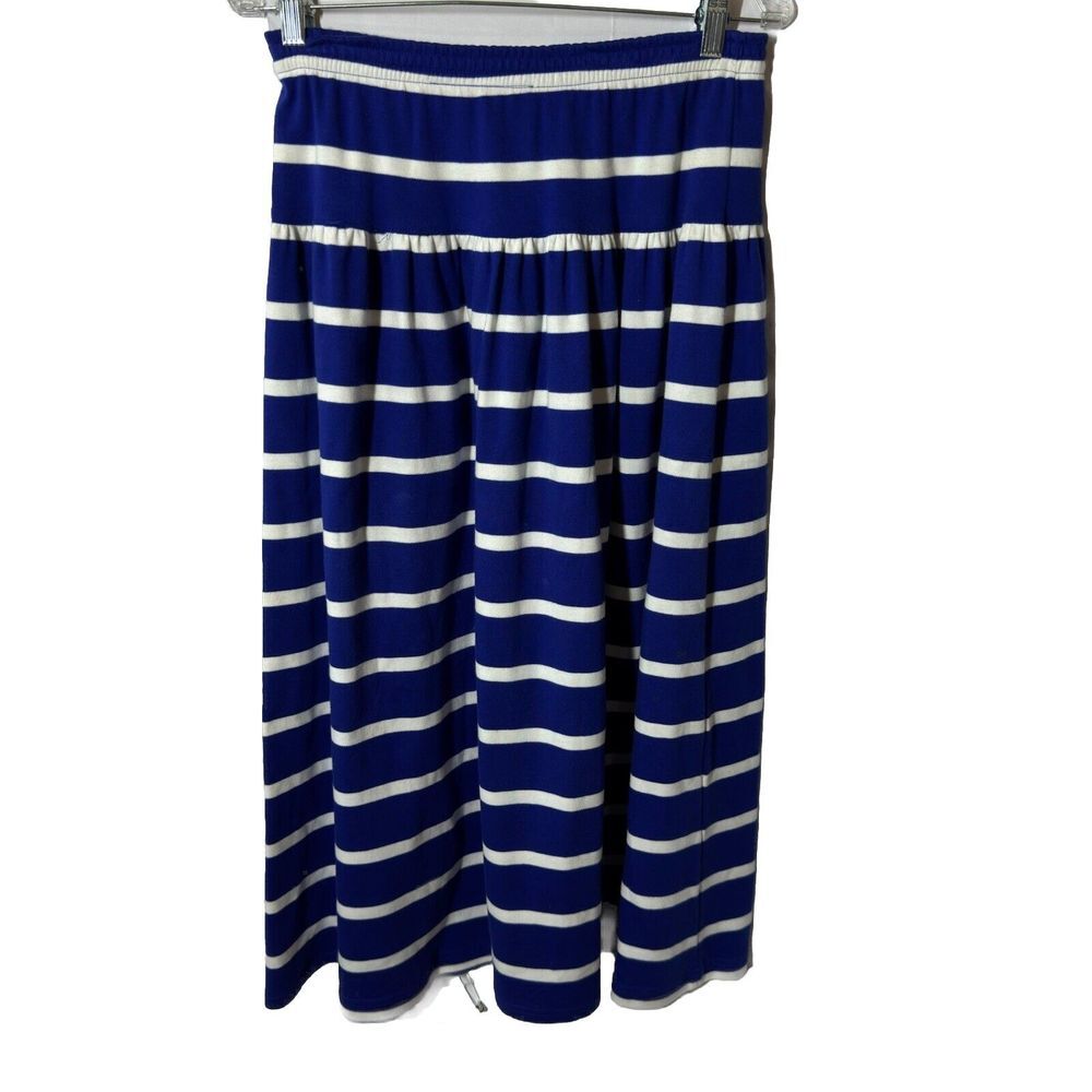 Adrienne Vittadini Sport Maxi Skirt Women's Med Stripped Nautical Cruise USA
